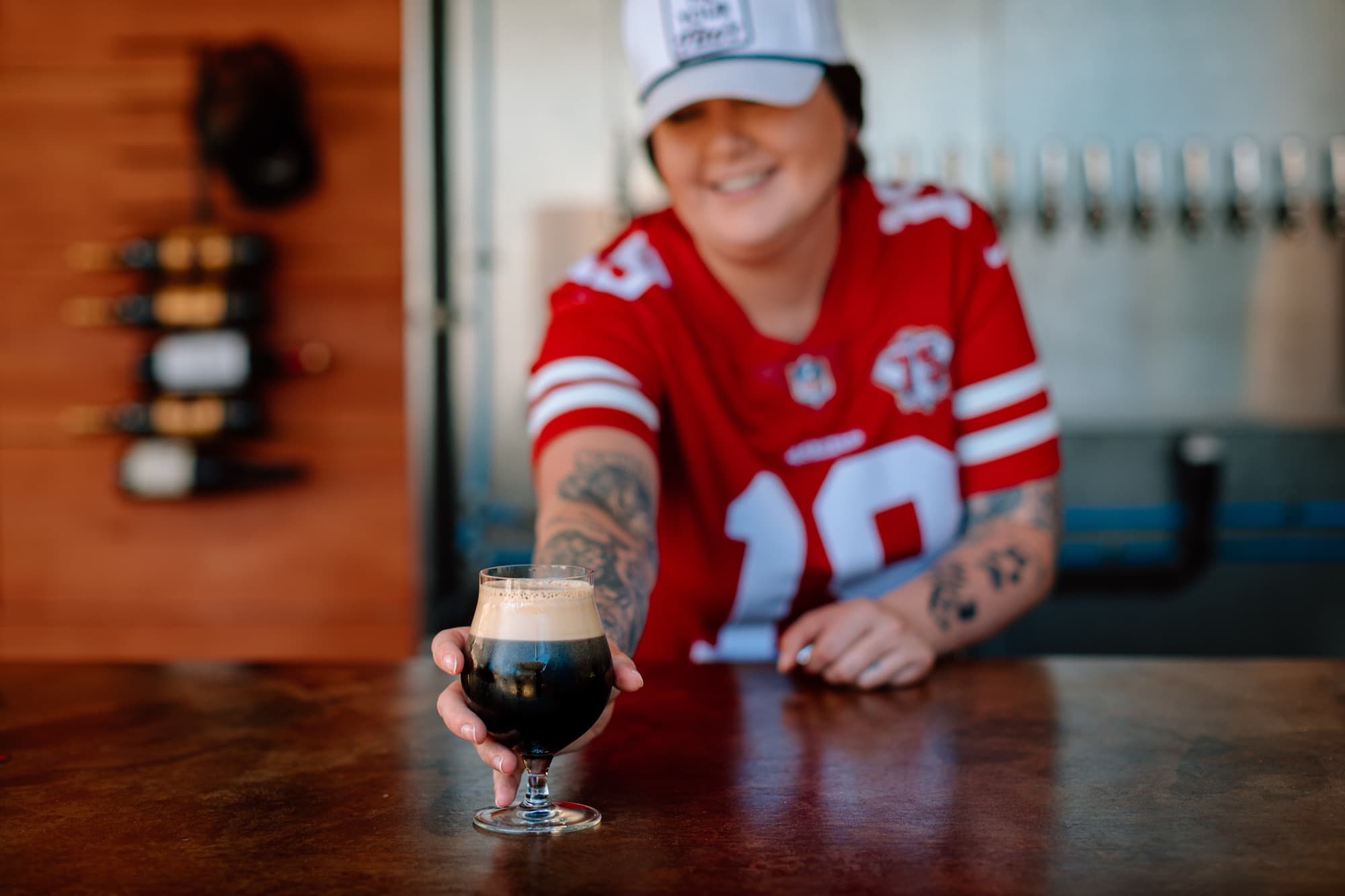 A cascading nitro stout handed across the bar